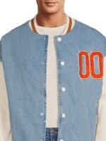 No Boundaries Men's & Big Men's Denim Varsity Jacket, Sizes XS-5XL - Image 4