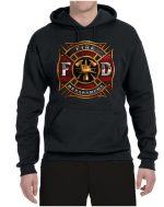 Wild Bobby, Firefighter Maltese Fire Department Patriotic Eagle Unisex Hoodie Sweatshirt, Black, Small - Image 2