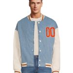 No Boundaries Men's & Big Men's Denim Varsity Jacket, Sizes XS-5XL