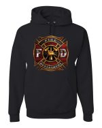 Wild Bobby, Firefighter Maltese Fire Department Patriotic Eagle Unisex Hoodie Sweatshirt, Black, Small