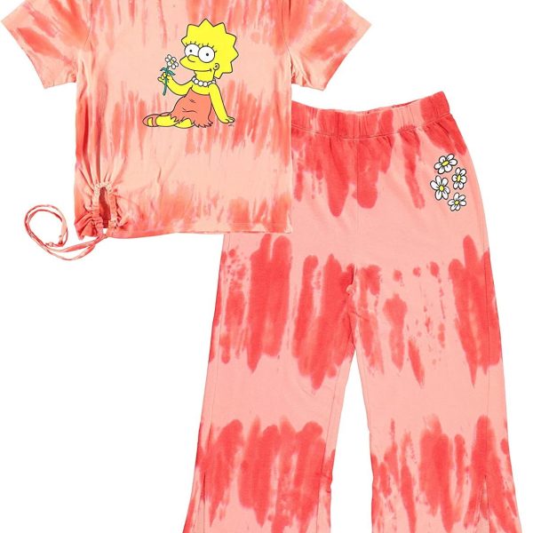Woman's Lisa Simpson T-Shirt and Jogger Loungewear Set for Juniors Adults - Capri Pants